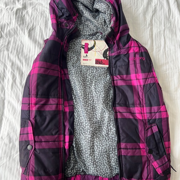 Buffalo Plaid Girls Billabong Point Dry 8k Puffer Vest - Picture 3 of 4